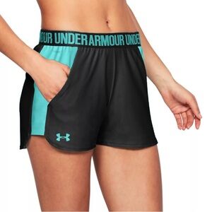 Under Armour Women’s Sz‎ L? Black/Tropical Tide Play Up 2.0 Shorts